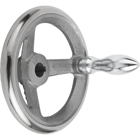 Handwheel DIN950, D1=125 Reamed W Slot D2=12H7, B3=4, T=13,8, Cast Iron, Comp:Steel, Machine Handle